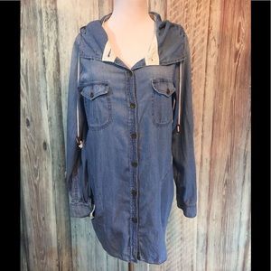 Holding Horses Anthropologie Hooded Chambray Top